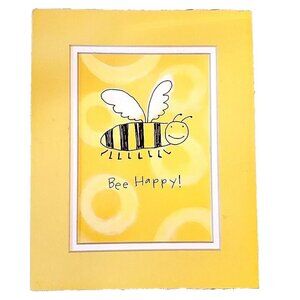 Bumble BEE HAPPY Lithograph Matted Art Print Ready to Frame by David Walker